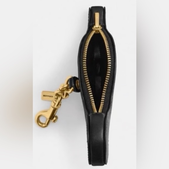 NWT COACH DINOSAUR BLACK LEATHER COIN PURSE BAG CHARM KEYCHAIN - Picture 2 of 8